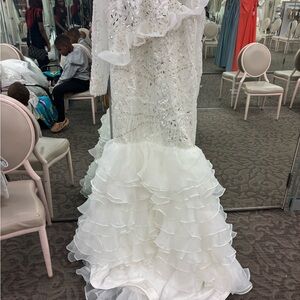 Elegant White Ruffled Gown
